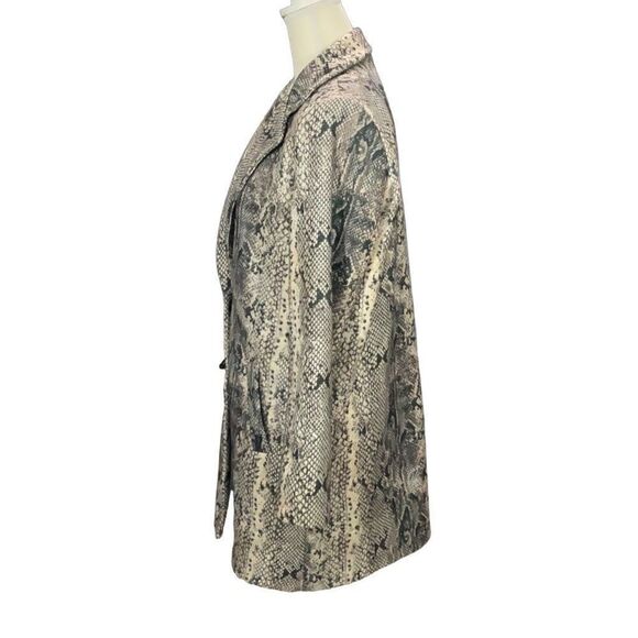 Women’s Snakeskin Pattern 2 Button Pea Coat Shoulder Pads Made in Italy Size 12 - Picture 3 of 7